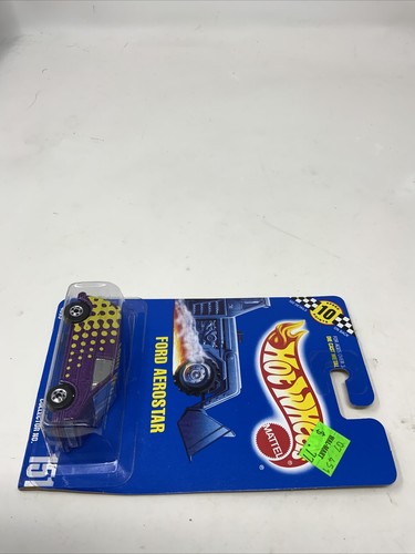 1990 Vintage Hot Wheels Blue Card Collector #151 FORD AEROSTAR Purple w/BW Spoke - Picture 7 of 10