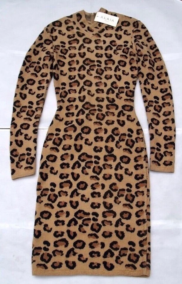 AZZEDiNE ALAiA  f/w 1991 ViNTAGE  LEOPARD DRESS  -NEW TAG  size SMALL