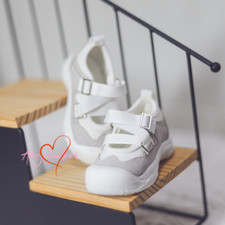1/4MSD UncleSSDF BJD Doll Sports Shoes Round-toe Soft Sole Wide Strap White Gray