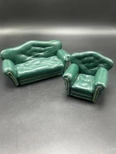 Pat Tyler Dollhouse Sofa And Chair Artist Made Leather Couch Den Sofa Green