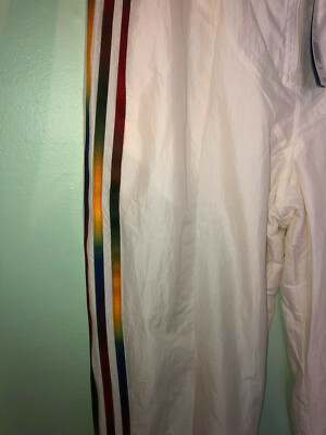 Adidas Paolina Russo Track Pants Cream with Rainbow Stripes, Large