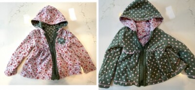 Matilda Jane Jacket Girls 6-9 Months Pink Floral Green Polka Dot Reversible Zip