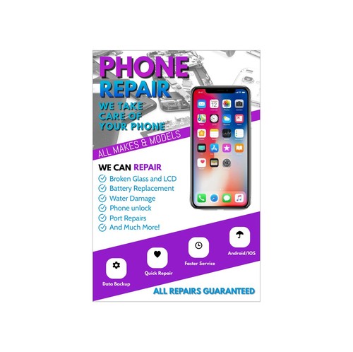 Phone Repair Service All Makes and Models Advertising Poster Sign 24"x36" - Picture 2 of 3