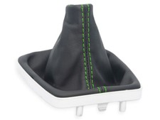 SCHALTMANSCHETTE FUR HYUNDAI KONA 2017-2023 SCHALTSACK SCHWARZ LEDER NAHT GRÜN