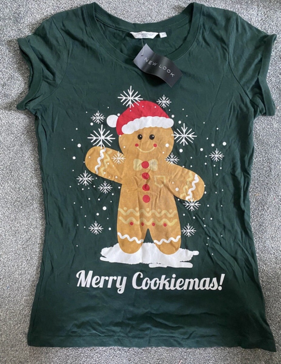 New Look Christmas T-shirt Gingerbread Size UK