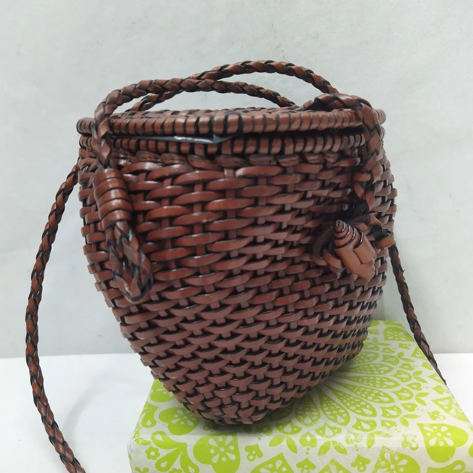 Ann Taylor Brown Woven Leather Saddle Crossbody Bag - Image 3 of 4