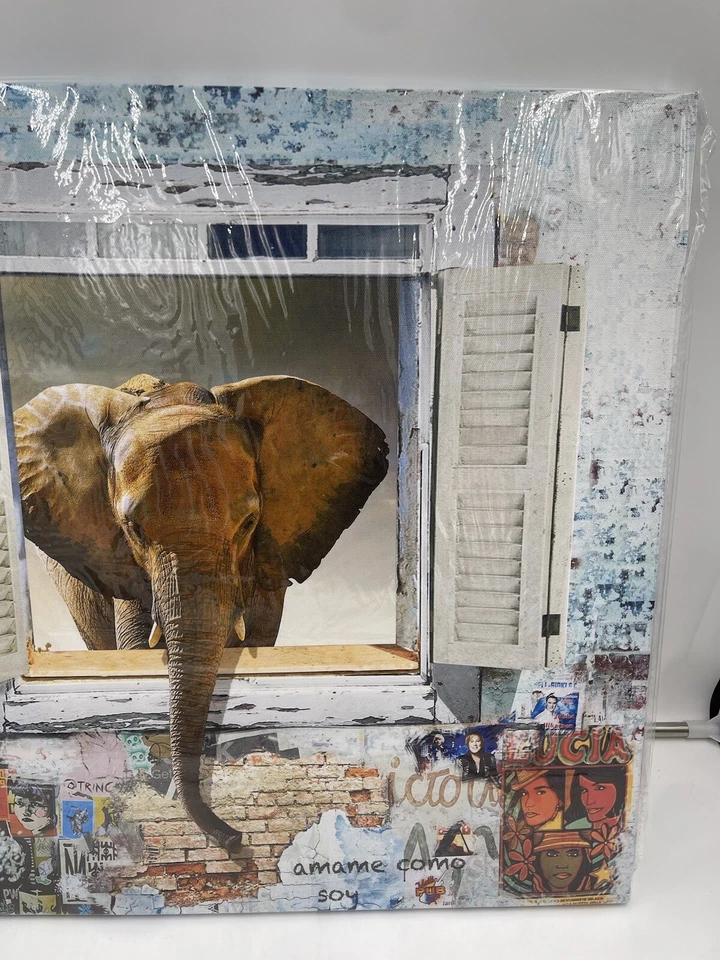 Colorful Happy Elephant Canvas Wall Art Painting Home Decor 20" X 20" - Image 3 of 4