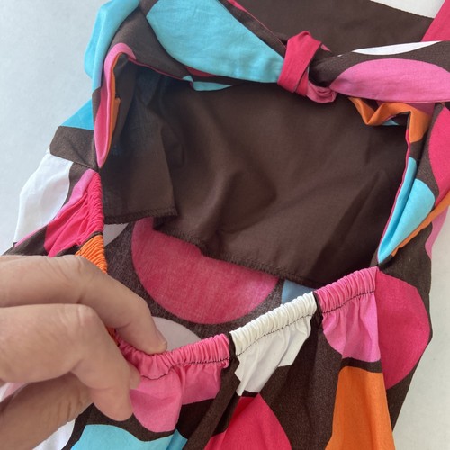 Jessica Ann Polka Dot Sun Dress Brown Pink Orange Aqua Ruffle Girls SZ 8 - Picture 9 of 14