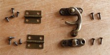 2 complete sets Jewelry Wood Box Hinges & Latches Hooks Bronze -  with screws
