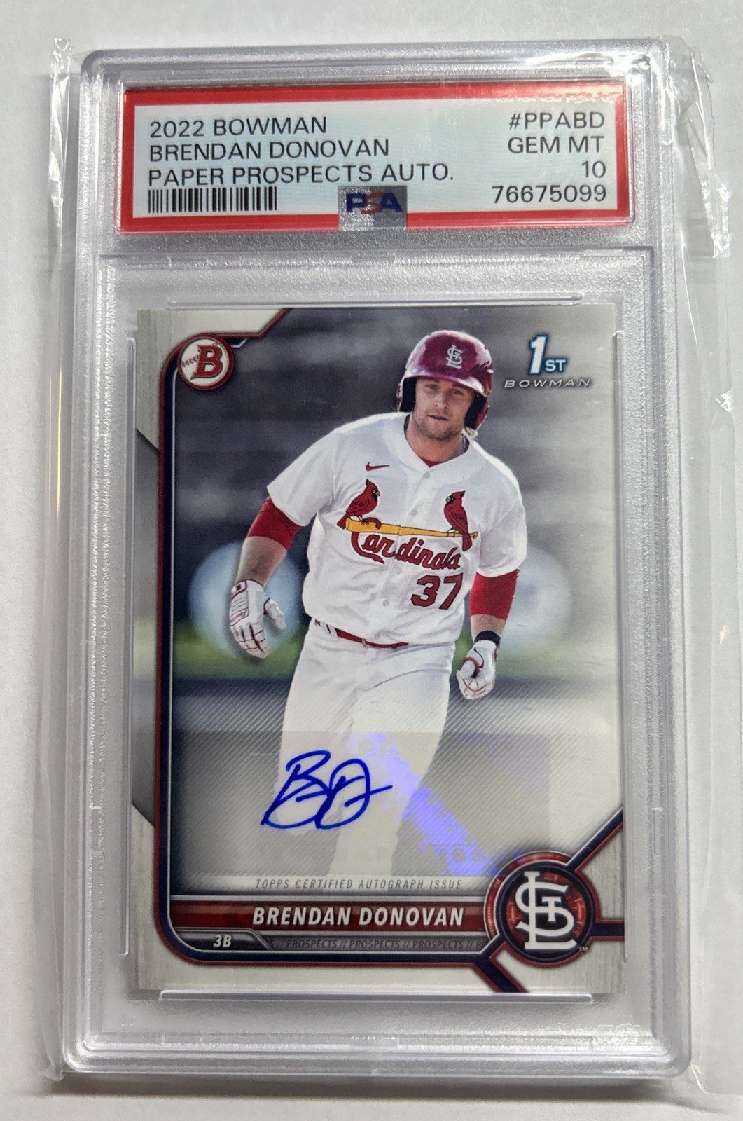 2022 Bowman 1st Prospect #PPA-BD Brendan Donovan RC Auto PSA 10 Gem Mint