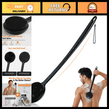 Long Handle Silicone Back Scrubber, 17in Double-Sided Exfoliating Body Brush, Sh