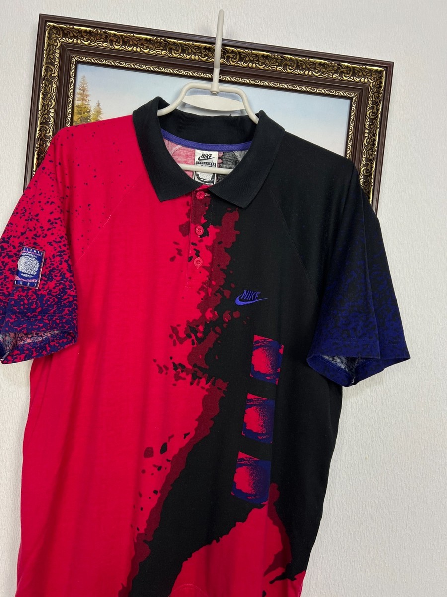 Vintage 90's Nike Challenge Court Andre Agassi Tennis Polo Mens