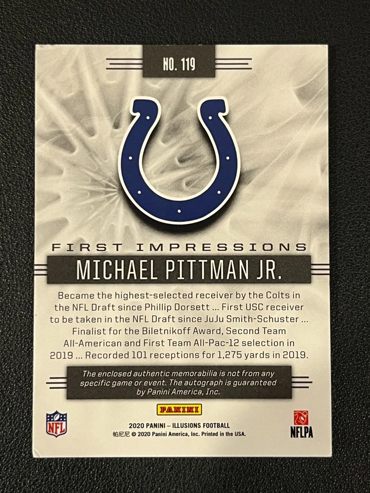 Michael Pittman Jr 2020 Illusions Rookie Auto Relic First Impressions /50 Colts - Image 2 of 2