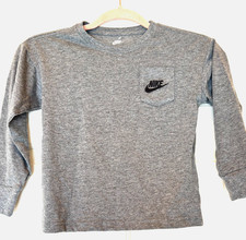 Nike Shirt Long Sleeve Gray Swoosh Logo Size Boys 4 XS NEW