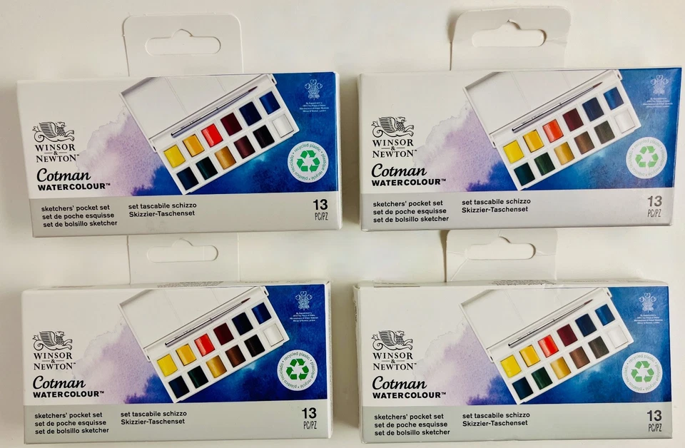 Set of 4 - NEW - Winsor & Newton Cotman Watercolour Sketchers Pocket Set - 13pcs - Image 2 of 3
