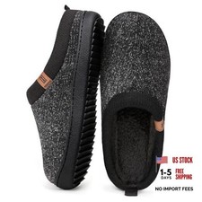Men's Slip on Slippers Comfy Memory Foam Non Slip Indoor House 10-11 Black