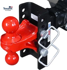 Shocker XR Adjustable Channel Combo Ball Drop Hitch - Fits 2" Hitch 8 Hole, Has 