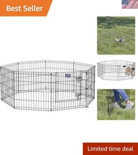 Folding Metal Puppy/Dog Exercise Pen, Indoor/Outdoor Playpen with Secure Door...