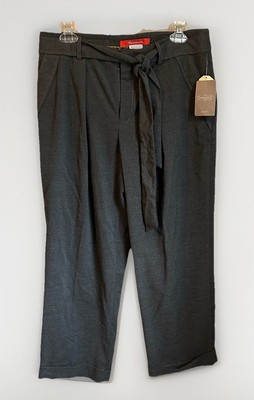 Anthropologie Cartonnier Gray Women s Belted Capri Cropped Dress Pants Sz 8 NWT