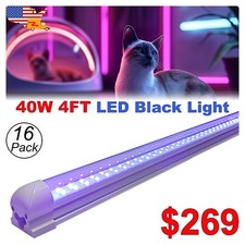 16 Pack 40W 4Ft UV Led Black Light Bar 48" T8 Integrated Fixture DJ Party Club