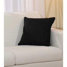 Solid Texture Polyester Square Decorative Throw Pillow, 18" x 18", Black