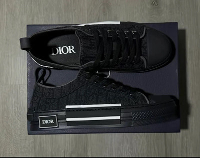 Dior Men s Black Low Top Lace-Up Casual Athletic Sneakers, Monogram Logo