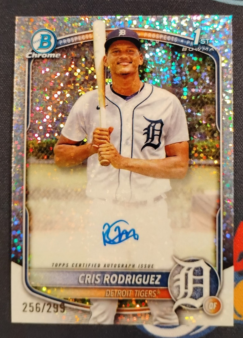 2025 Bowman Chrome #CPA-CR Cris Rodriguez 1st Chrome Speckle Auto /299 Tigers
