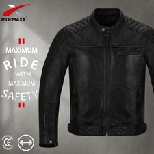 Ridemaxx Men's Leather Motorbike Jacket  Protective CE Armor Biker Cruiser Style