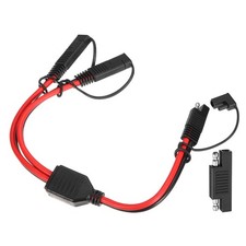 10AWG SAE Y Splitter 1 to 2 Cable 0.8 ft with Caps  Polarity Reverse Adapter