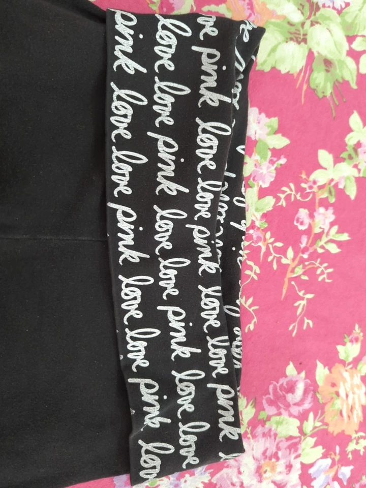 Pantalones de yoga Victoria's Secret vintage años 2010 rosa cintura plegable negros S Y2k Foto 3 de 4