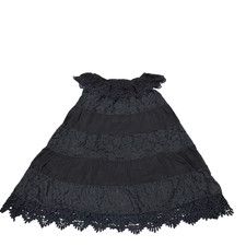 Short A-Line Dress Womens S Black Lace Casual Sleeveless Round Neck Pullover