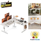 Versatile L-Shaped Standing Desk with Electric Height Adjustment - 220 lbs
