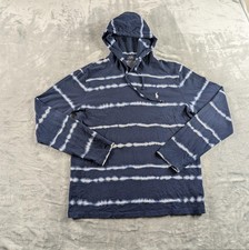 Polo Ralph Lauren Hoodie Mens Medium Blue Tie Dye Stripe Pullover Lightweight