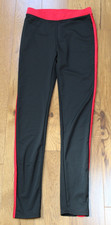 Dance Department BLACK LEGGINGS Adult Med Red Stripe Pants Jazz Tap