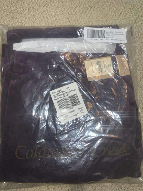 Coldwater Creek Petite Whisper Corduroy Bootcut Trouser Pants Size 16P Purple