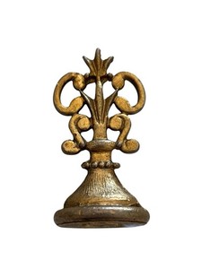 Fleur-De-Lis Gold Tone Metal Wax Seal Stamp LETTER Q Antique Mailing