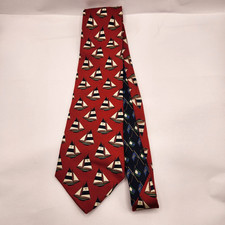 Vintage Tommy Hilfiger Men's Necktie Sailing Nautical Sailboat SILK USA Made