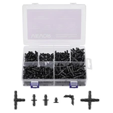 VEVOR 300Pcs Drip Irrigation Fitting Parts Kit for 1/4" Tubing Yard Garden Lawn