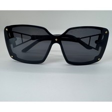 Womens Oversized Square Sunglasses Black Gold Stud Detail Geometric Cutout UV400
