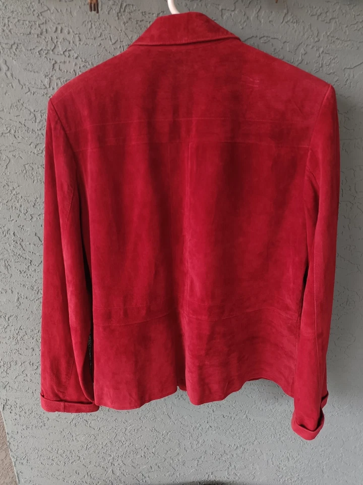 Alfani Red Wine Suede Leather Jacket Ladies Large L - Image 3 of 4