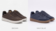 Ben Sherman Men's Sneaker Memory Foam Navy Brown Sizes 8.5-13 Lightweight LaceUp