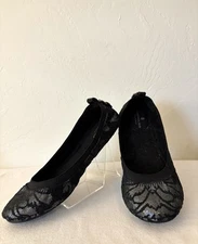 Bandolino B-Flexible Womens Ballet Flats Black & Silver Sparkly Slip On Sz 6.5 M
