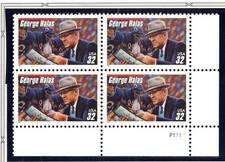 US Stamp Scott #3150, 32c, George Halas, Coach, Plate Block, MNH, SCV$2.60