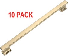 10 PACK of Amerdeco 10" Brushed Brass Cabinet Pulls 9 Inch Hole Centers ZH00013