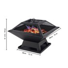 Square Small Fire Pit BBQ Party Portable Fire Pit, Safe and Secure,  Black