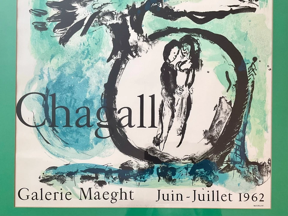 Póster de exposición vintage de Oiseau Vert (Green Bird) Chagall Galerie Maeght 1962 Foto 3 de 4