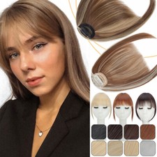 Women Natural Bangs Clip in Hair Extensions Soft Neat Fringe Hair piece as Human