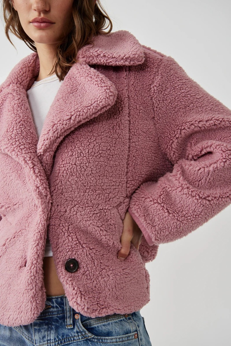 NWT $198 Free People Joplin Faux Fur Cozy Teddy Jacket Pink NWT $198 Free People Joplin Faux Fur Cozy Teddy Jacket Pink