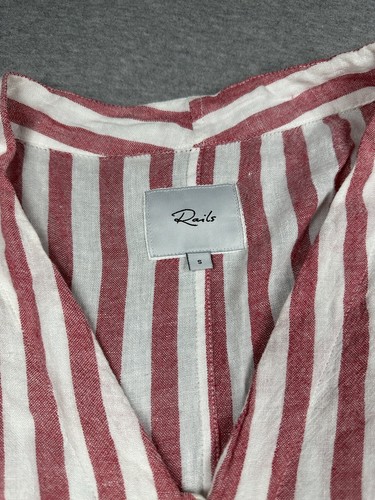 Rails Thea Red Stripe Tie Front Button Down Oversized Top Size Small Carmine - Picture 3 of 6