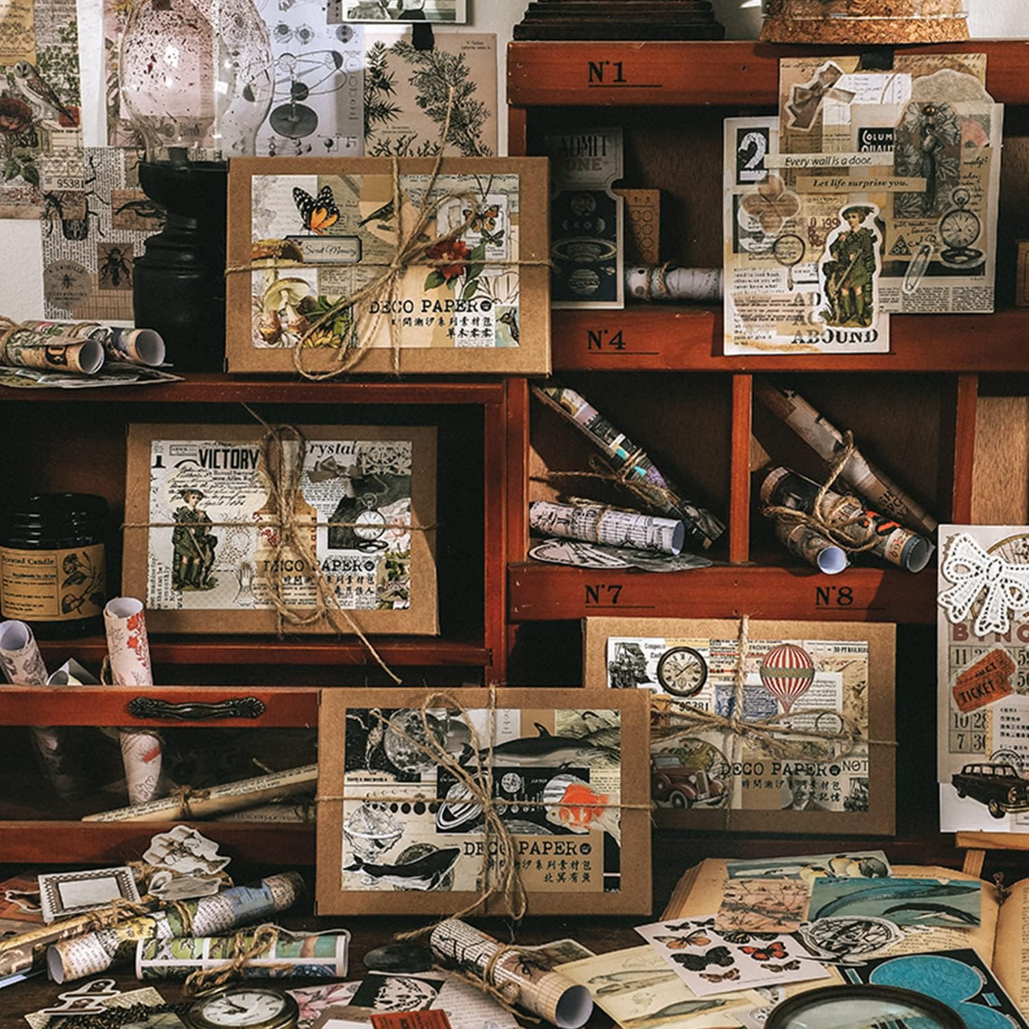 Knaid 200 Pieces Vintage Ephemera Pack Decoupage Paper Junk Journal Kit Scrapboo